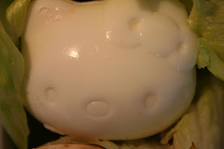 Close up of Hello Kitty boiled egg