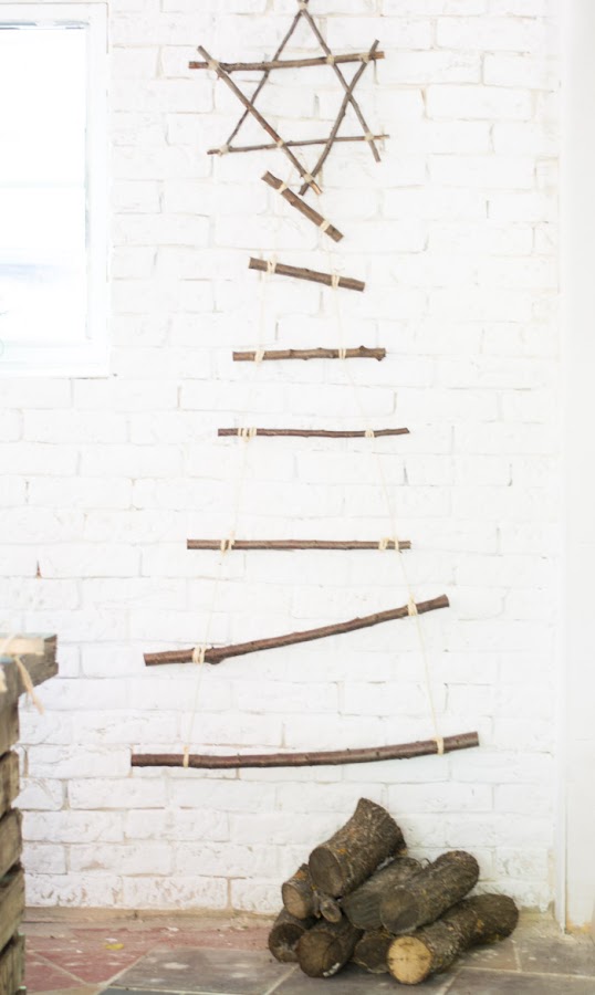 Árbol y estrella de Navidad con palos diy