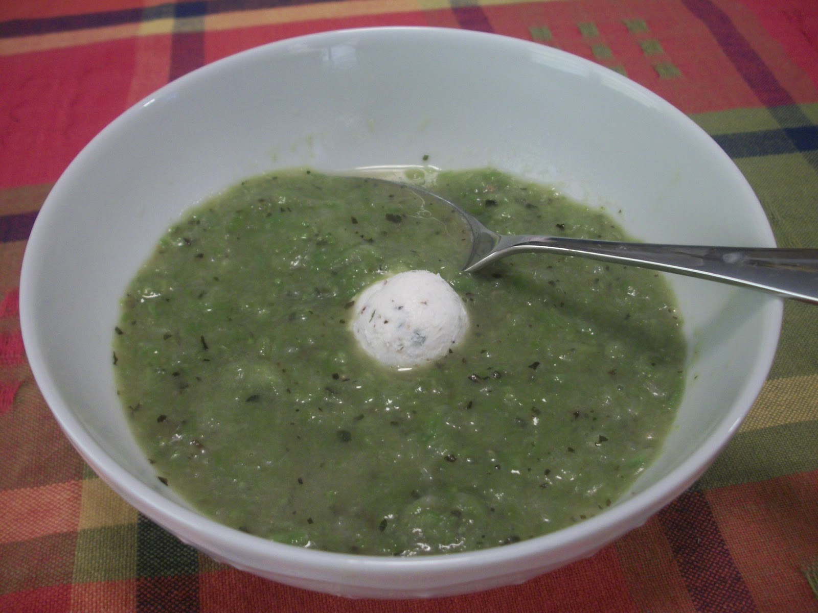 Cook with Sara Asparagus Soup with Herbed Goat Cheese