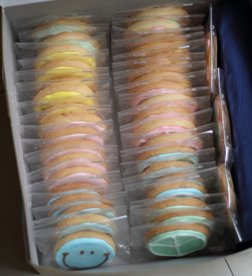 A box of decorated biscuits