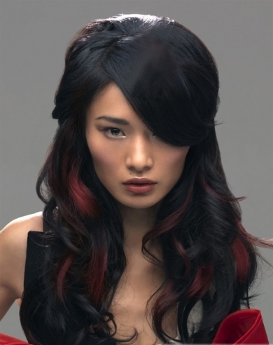 streaks colour images hair Asian