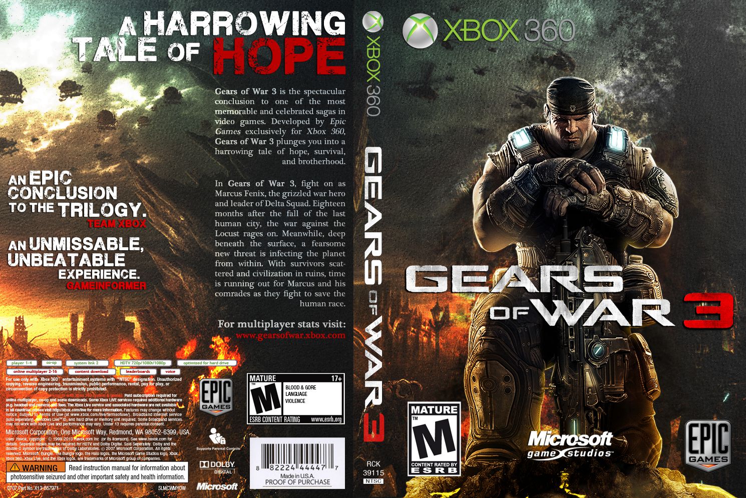 Capa do Dvd Jogo Capa Gears Of War 3 Xbox 360 Capas de DVDs Capas