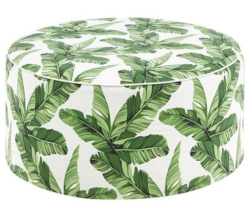Green Palm Leaves Pouf Ottoman Accent Table Seat
