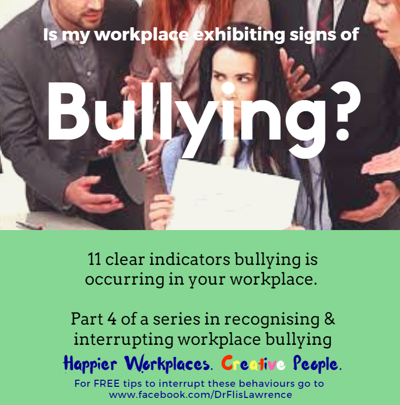 Happier Workplaces. Creative People. 11 clear indicators bullying is