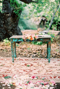 Vintage distressed green wooden table