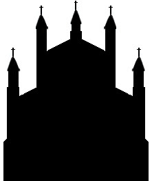 silhouette of small church