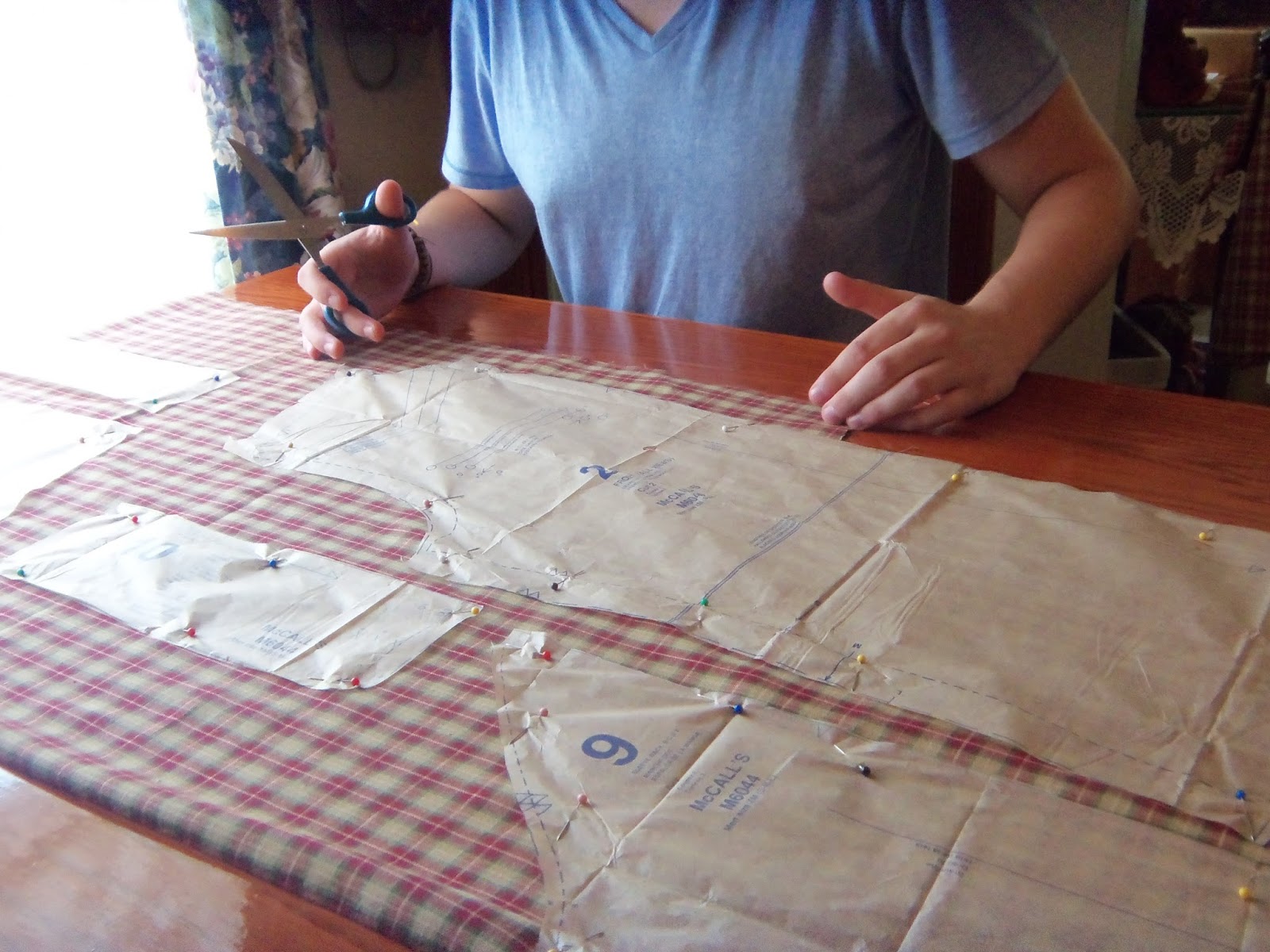 Cutting out sewing pattern
