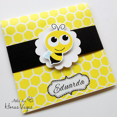 convite aniversário infantil artesanal personalizado abelhas abelha abelhinha jardim favo de mel colmeia amarelo