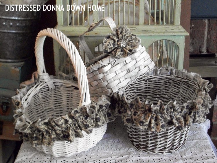 basket makeovers with fabric and paint