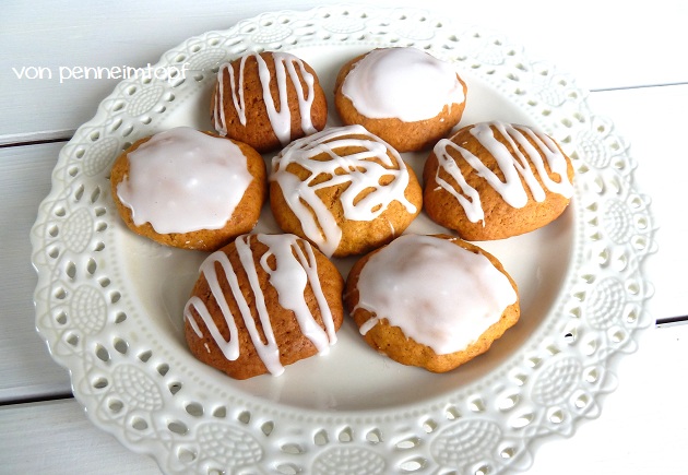 Penne im Topf: Iced Pumpkin Cookies - Kürbisplätzchen mit Zuckerguss