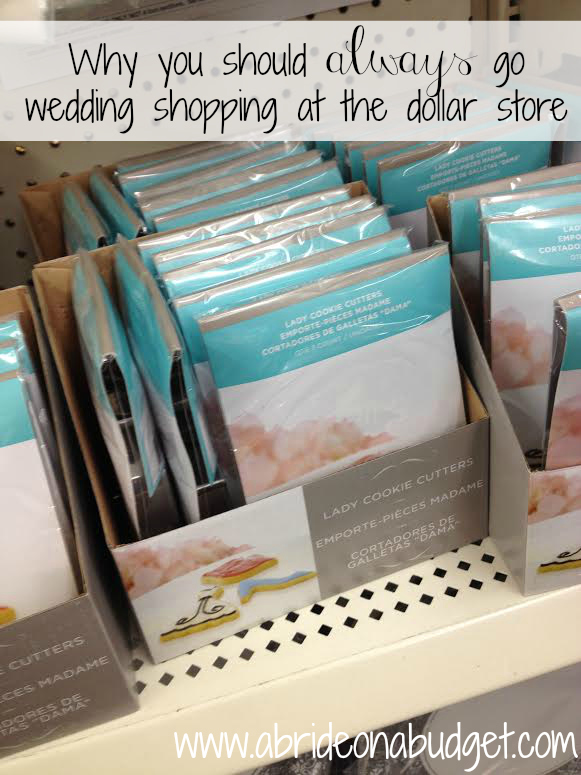 You should ALWAYS go wedding shopping at the dollar store! Check out some of the great things www.abrideonabudget.com found!!