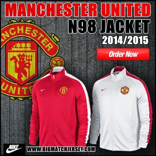 Jaket Bola Grade ORI Nike Manchester United Training N98 Red & White  Official 2014-2015