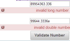 validating long number and double number