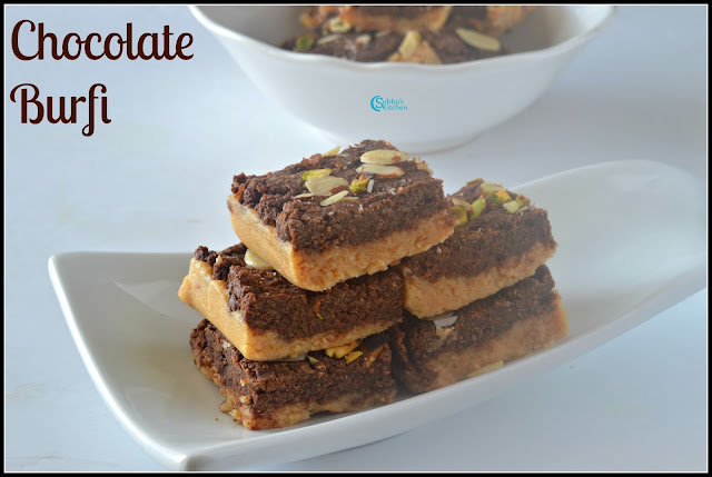 Double Layered Chocolate Burfi Recipe Double Layered Chocolate Burfi Recipe