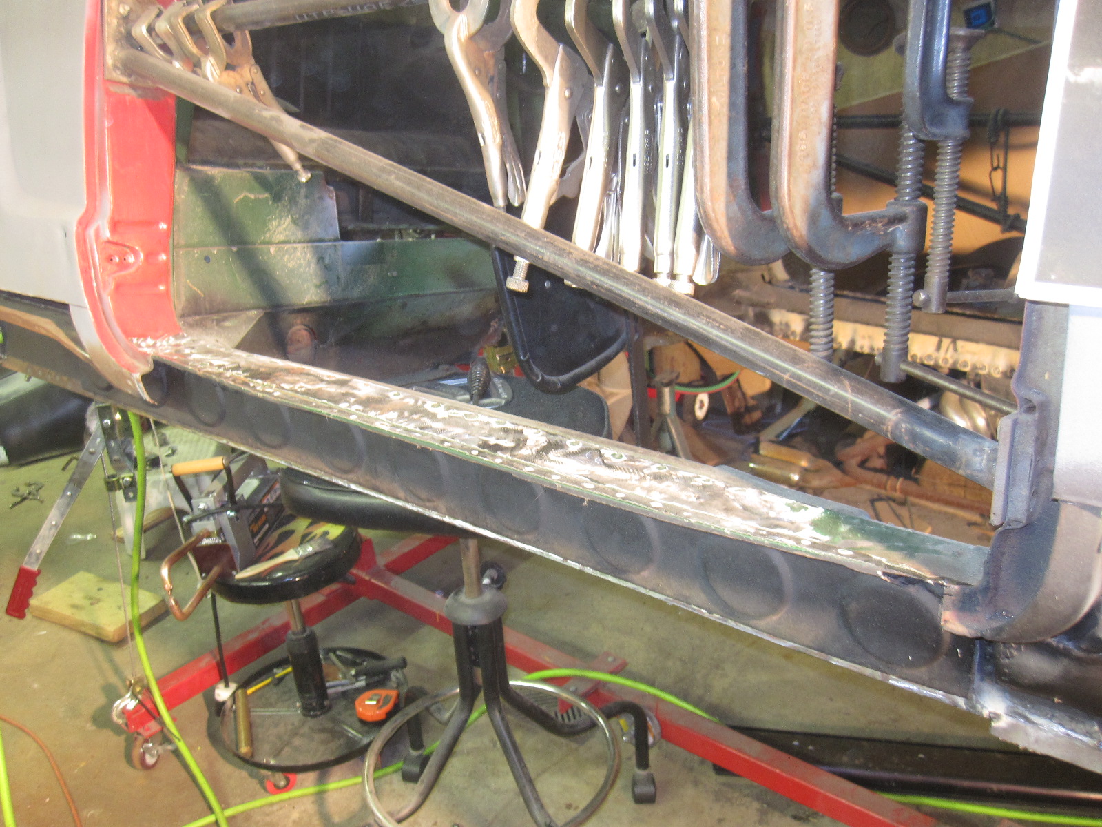 Hank's 1972 VW Ghia Build Right Side Outer Rocker Panel Install