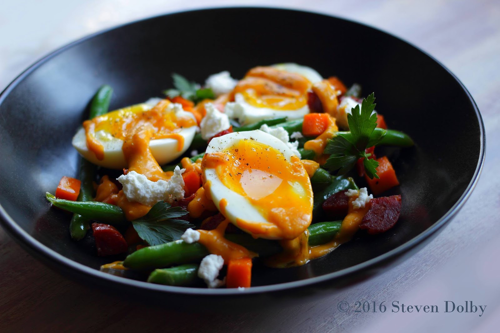 Soft Boiled Eggs with Butternut Squash & Fenugreek Sauce by Steven Dolby