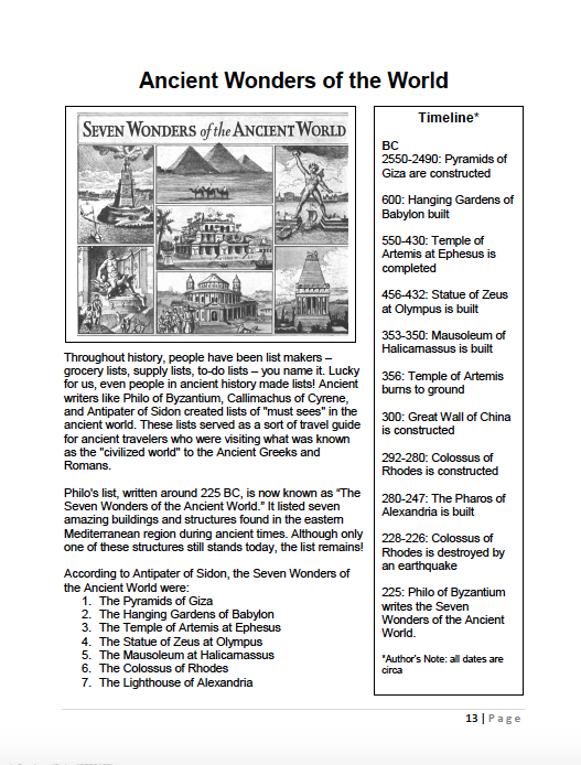 Ancient Wonders of the World notebooking pack from Hands of a Child Ancient Wonders of the World notebooking pack from Hands of a Child