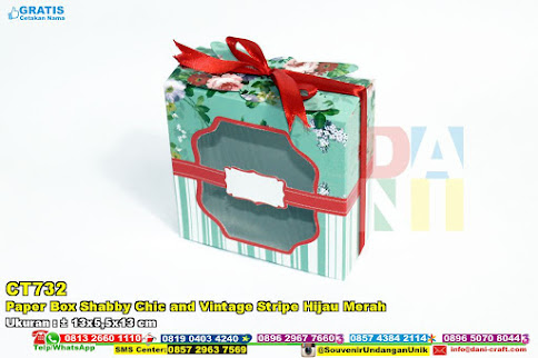 Paper Box Shabby Chic And Vintage Stripe Hijau Merah