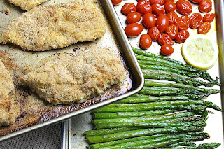 SHEET PAN PARMESAN CHICKEN WITH ASPARAGUS AND TOMATOES SHEET PAN PARMESAN CHICKEN WITH ASPARAGUS AND TOMATOES