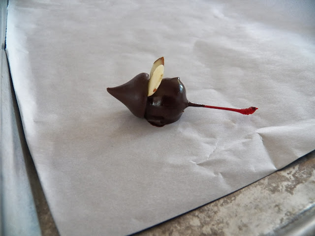 Chocolate Mice made with Maraschino Cherries