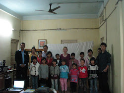 Tara with girls at the orphanage