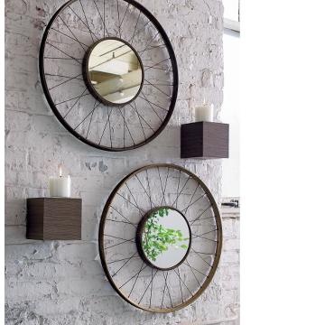 These bicycle wheel mirrors are a beautiful, creative decorative piece