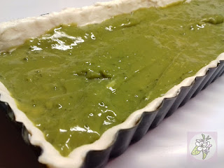 Tartaleta Vegana de Crema de Té Verde Martcha y Manzana Caramelizada.