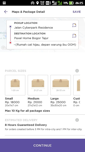 pilihan ukuran paket paxel