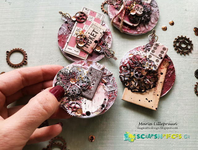 Mixed media ATCoins by Maria Lillepruun, video tutorial