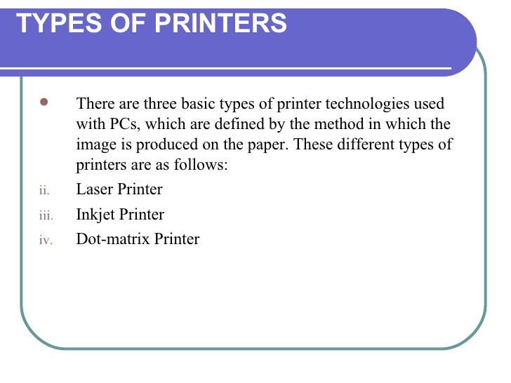 different types of printers with examples in computer study highfy types of printers