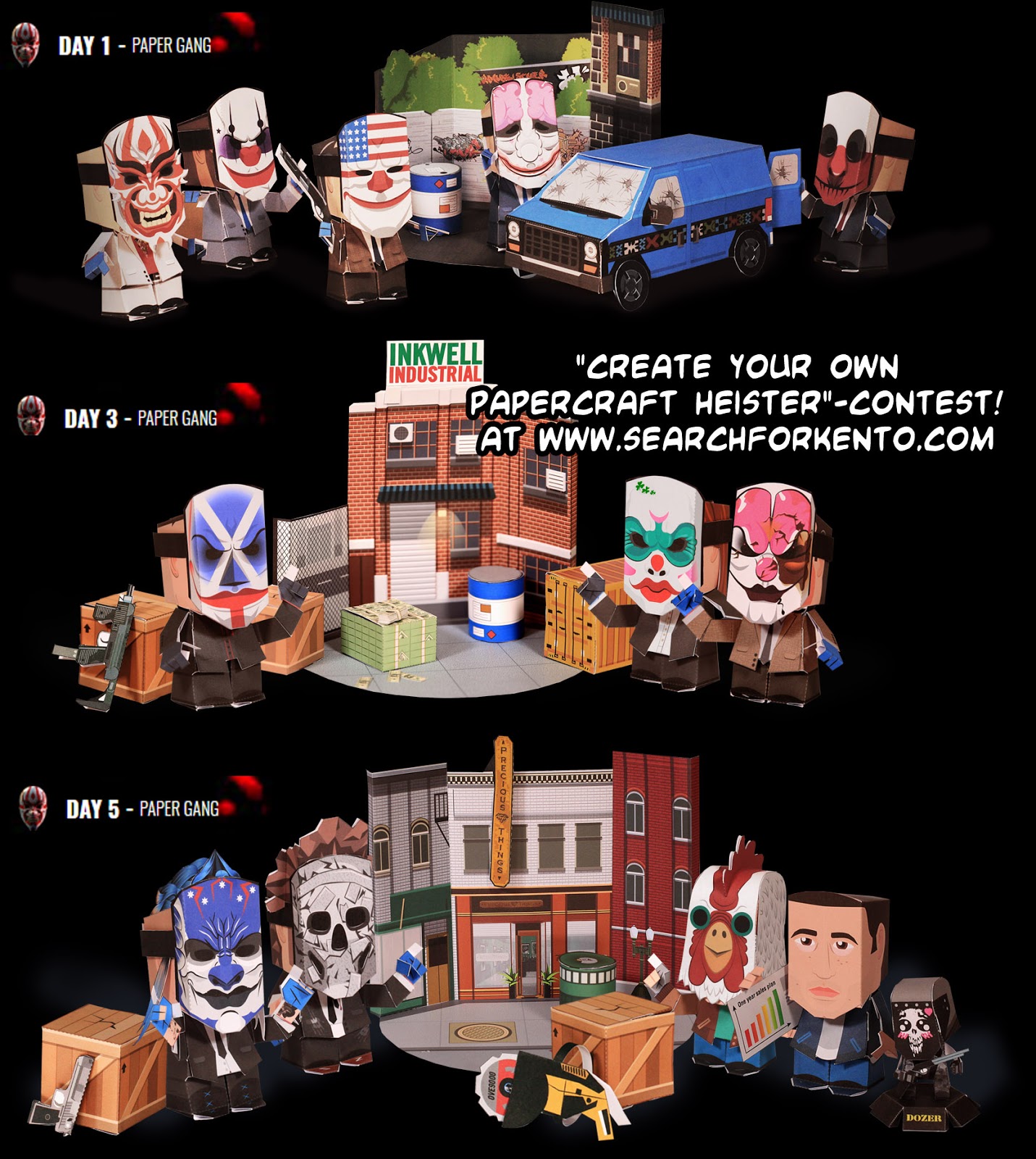 PAPERMAU: Payday 2 - Dallas Paper Toy In Minecraft Style - by