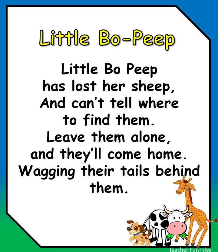 Teacher Fun Files Animal Nursery Rhymes