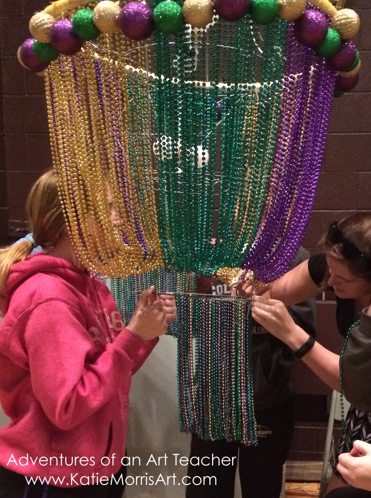 Adventures Of An Art Teacher Mardi Gras Prom We Made Chandeliers Out Of Tomato Cages And A Hula Hoop For The Large One Throw Beads Were Strung With Loops Fishing Line