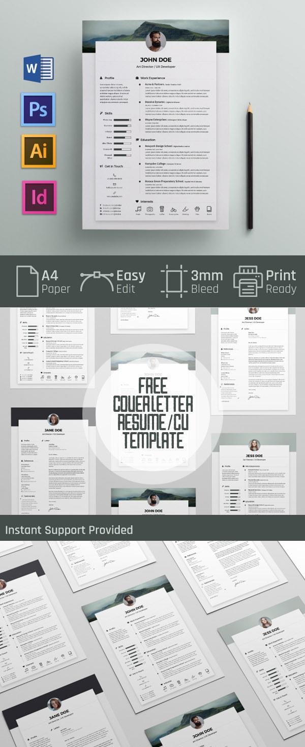 Free Cover letter and Resume / CV Template Download Template CV Word 100% Gratis - Free Cover letter and Resume / CV Template