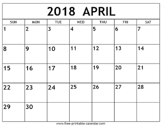 Free Printable Calendar April 2018