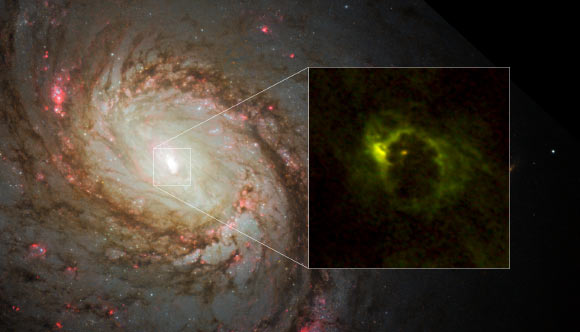 Image: Messier 77 via ALMA / ESO / NAOJ / NRAO / Imanishi et al / NASA / ESA / Hubble / A. van der Hoeven
