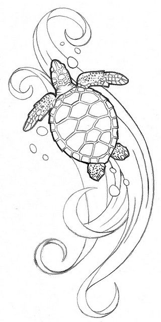 Tranh cho bé tô màu con rùa đang bơi