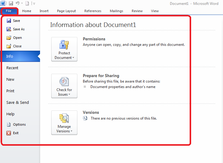what is the file tab in word 2010 what is the file tab in word 2010