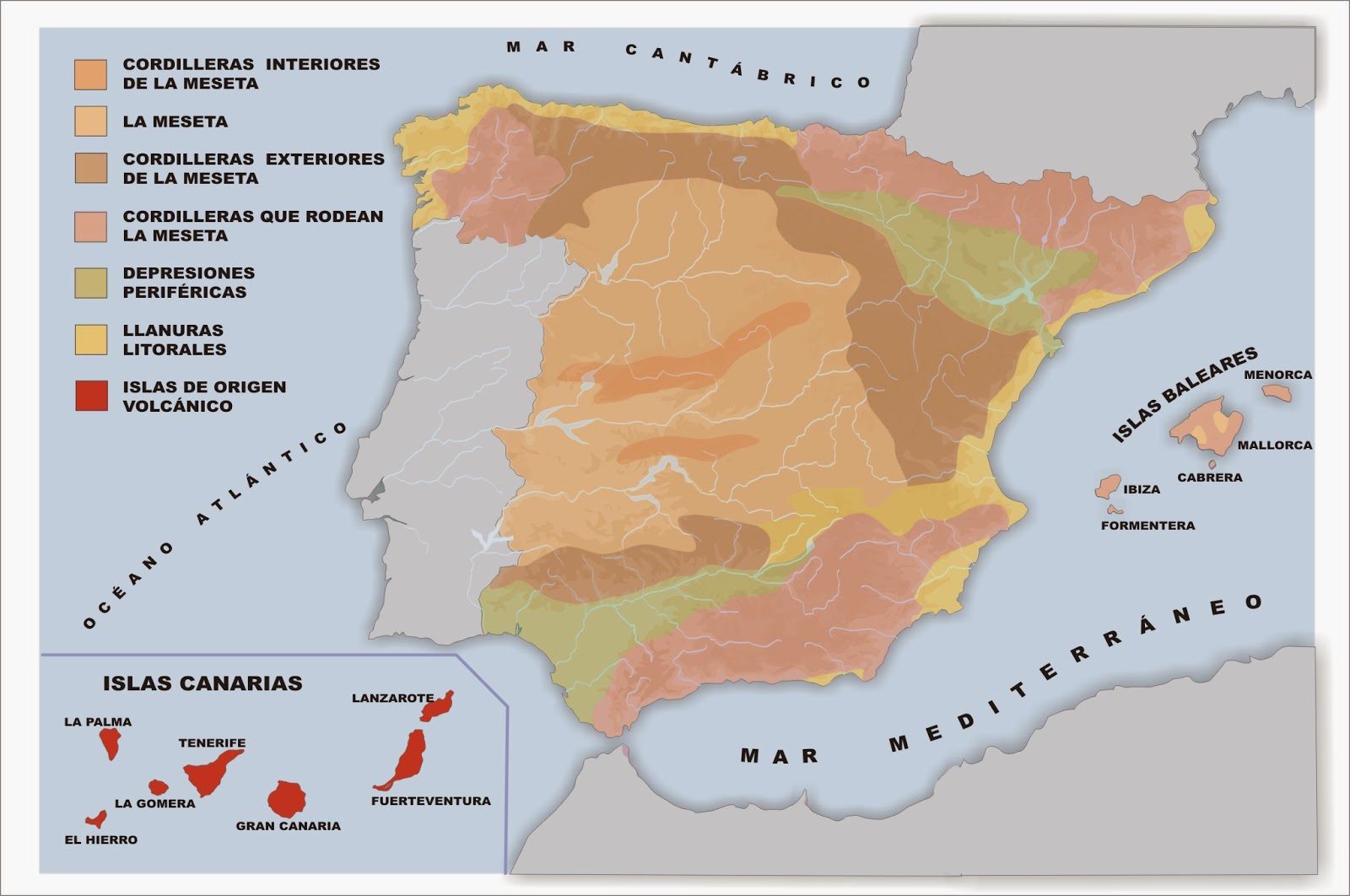 Mapa Interactivo: El relieve de España (biología - relieve península  ibérica)