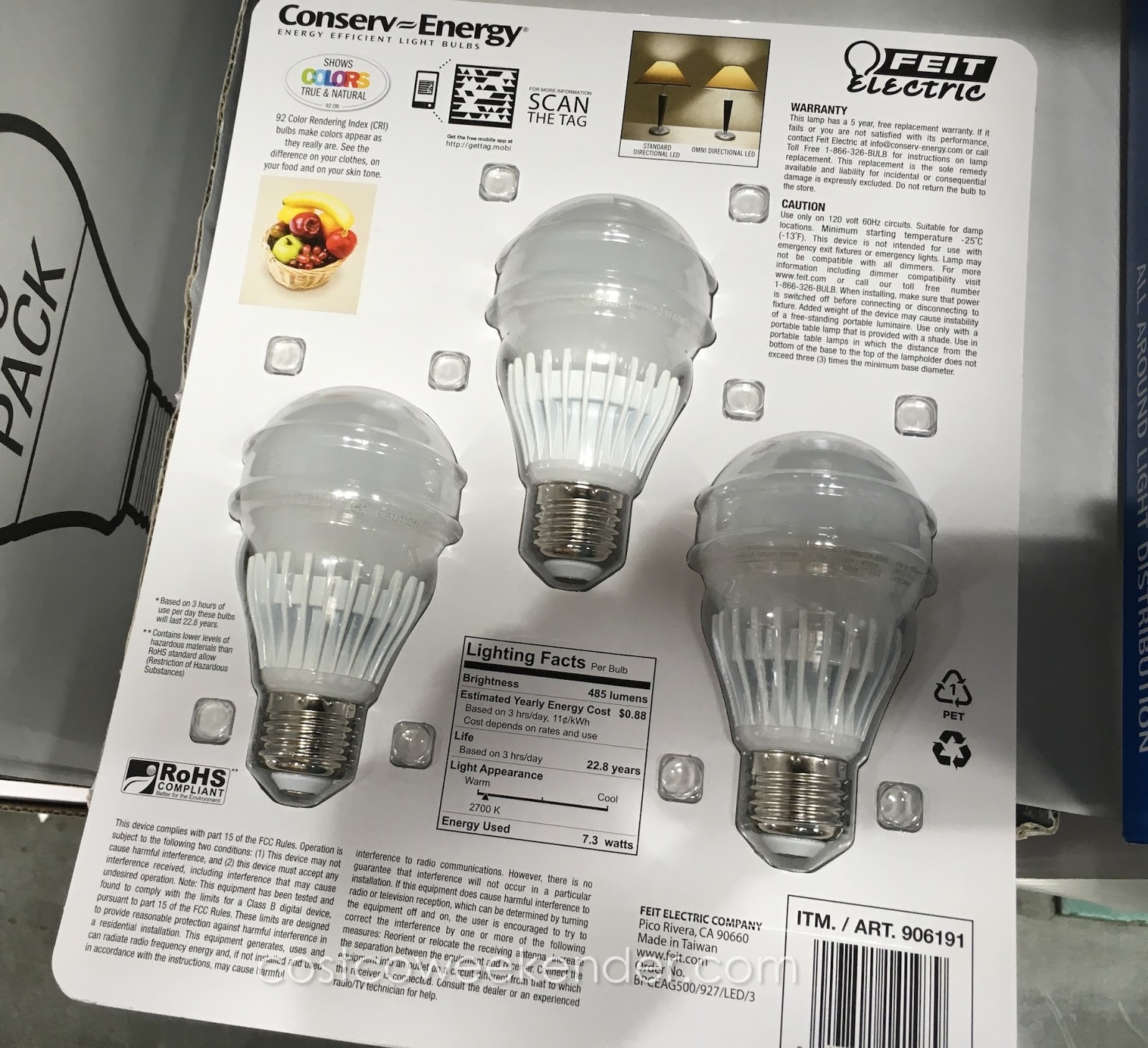 Feit Electric 40 Watt LED Dimmable Replacement Bulbs (3