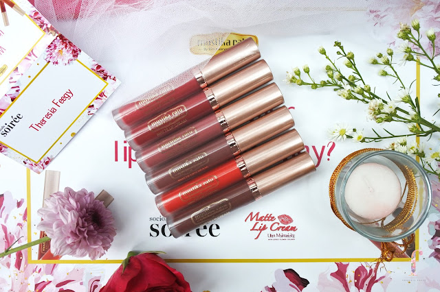 Sociolla Soiree with Mustika Ratu. Mustika Ratu Ultra Moisturizing Matte Lip Cream is very moisturizing up to the point where it doesnt crack or dried up your lips. It also last very long even after meals. It lasts up to 8 hours. The texture is very soft and velvety, easy to glide and spread on the lips which makes the application is very easy. It has a vanilla scent and a soft matte result. It is paraben and Benzophenone FREE! The color pigmentation that is high and with this you dont need to re apply with the second layer. Mustika Ratu Matte Lip Cream comes in 6 shades: Lovely Lilly, Radiant Rose, Cheers Columbus, Precious Poppy, Amusing Asoka, Hotshot Hibiscus.