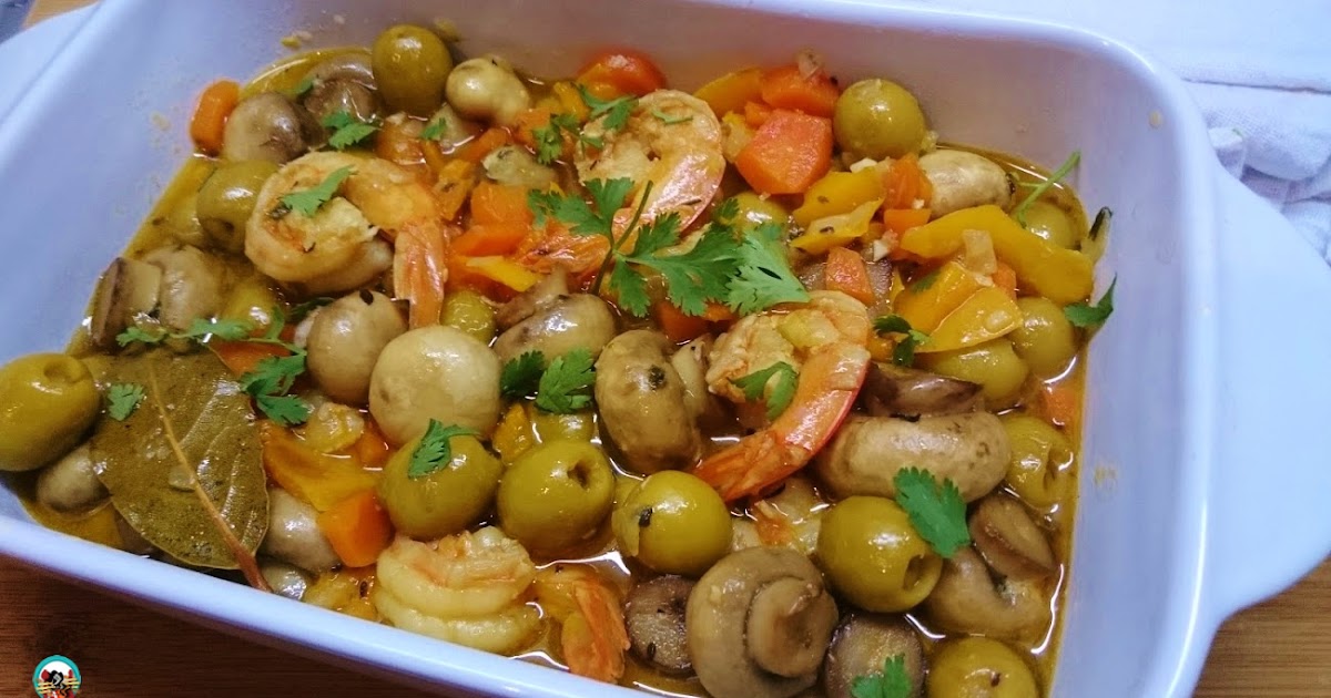 Salteado de champiñones con langostinos