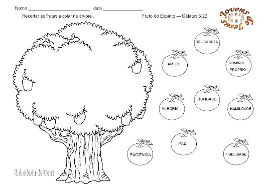 fruto do espÍrito santo de deus pintar e recortar