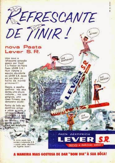 Propaganda da Pasta Dentifrícia Lever nos anos 50.
