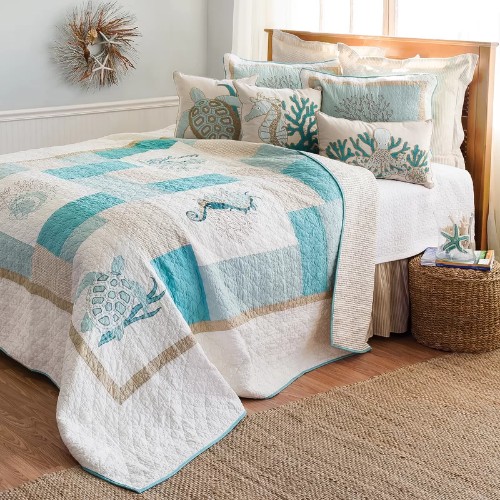 Coastal Color Block Cotton Quilt