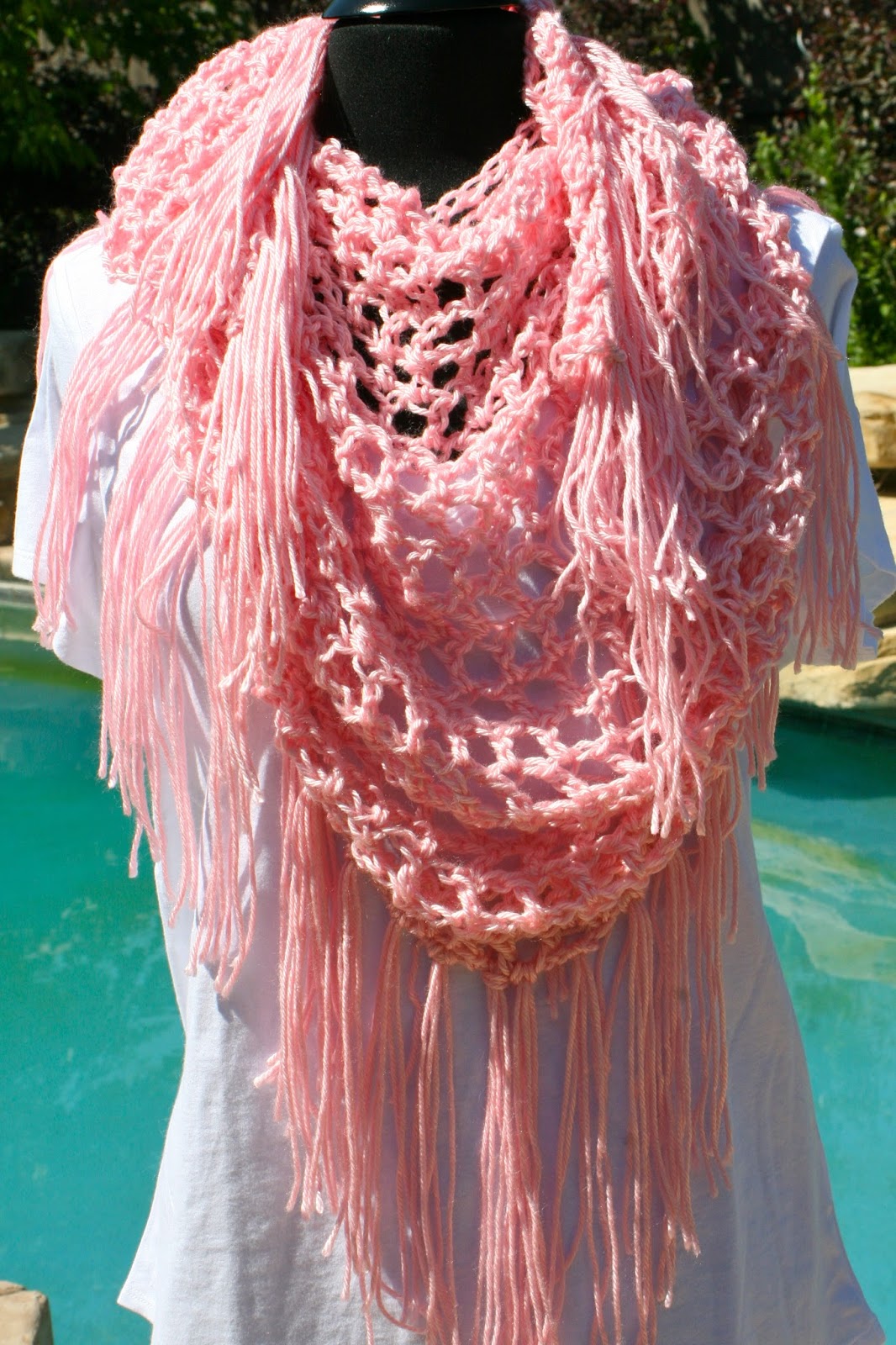 KnotsnKnits Handmade Crocheted Triangle Fringed Scarves