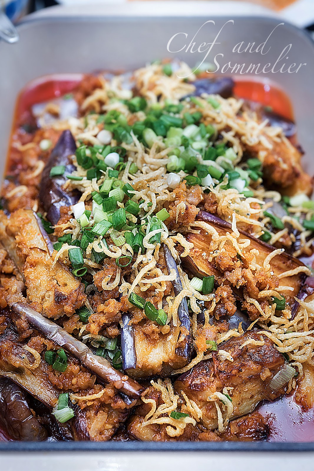 Chef and Sommelier Sambal Brinjal with Dried Shrimp and Minced Pork