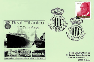 Real Titánico, Laviana, matasellos, tarjeta