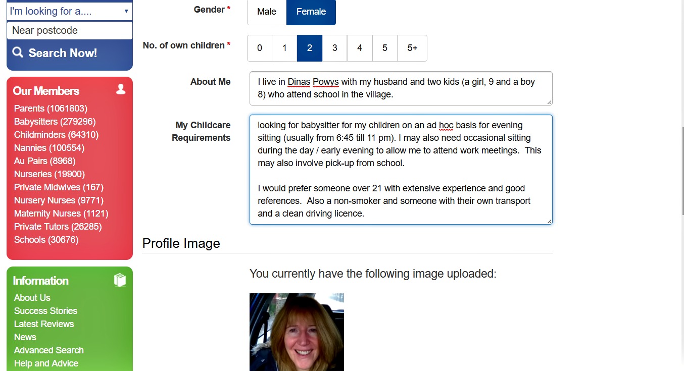 free babysitter website