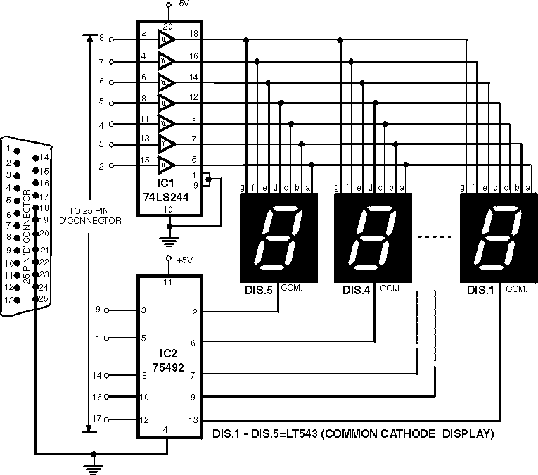 7 segment rolling display using PC Circuit Diagram |simple schematic